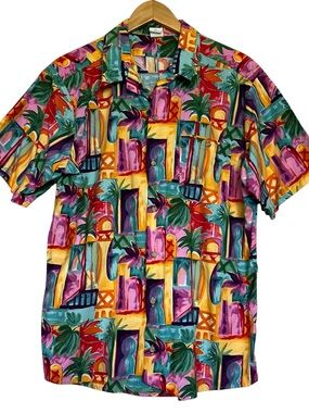 Angelica Vintage Hawaiian Button Up Mens Size Large Shirt